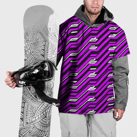 Накидка на куртку 3D с принтом Киберпанк узор фиолетовый и чёрный , 100% полиэстер |  | Тематика изображения на принте: 