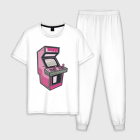 Мужская пижама хлопок с принтом Игровой автомат в Новосибирске, 100% хлопок | брюки и футболка прямого кроя, без карманов, на брюках мягкая резинка на поясе и по низу штанин
 | 