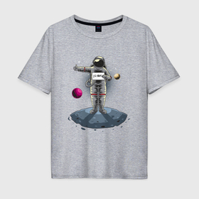 Мужская футболка хлопок Oversize с принтом Космонавт   на марс в Новосибирске, 100% хлопок | свободный крой, круглый ворот, “спинка” длиннее передней части | 