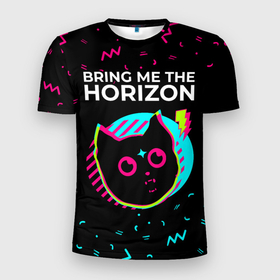 Мужская футболка 3D Slim с принтом Bring Me the Horizon   rock star cat в Белгороде, 100% полиэстер с улучшенными характеристиками | приталенный силуэт, круглая горловина, широкие плечи, сужается к линии бедра | 