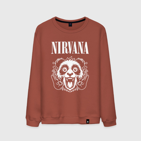Мужской свитшот хлопок с принтом Nirvana rock panda в Санкт-Петербурге, 100% хлопок |  | Тематика изображения на принте: 