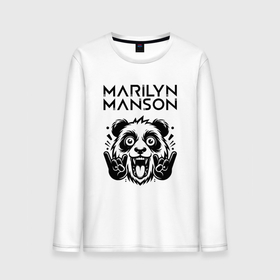 Мужской лонгслив хлопок с принтом Marilyn Manson   rock panda в Петрозаводске, 100% хлопок |  | Тематика изображения на принте: 