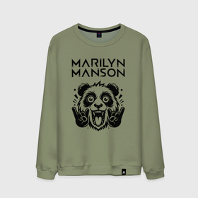 Мужской свитшот хлопок с принтом Marilyn Manson   rock panda , 100% хлопок |  | 