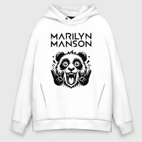 Мужское худи Oversize хлопок с принтом Marilyn Manson   rock panda в Петрозаводске, френч-терри — 70% хлопок, 30% полиэстер. Мягкий теплый начес внутри —100% хлопок | боковые карманы, эластичные манжеты и нижняя кромка, капюшон на магнитной кнопке | 