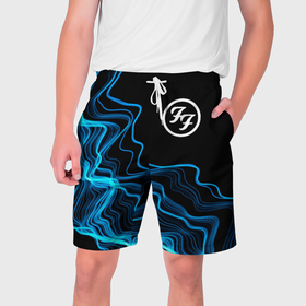 Мужские шорты 3D с принтом Foo Fighters sound wave в Белгороде,  полиэстер 100% | прямой крой, два кармана без застежек по бокам. Мягкая трикотажная резинка на поясе, внутри которой широкие завязки. Длина чуть выше колен | 