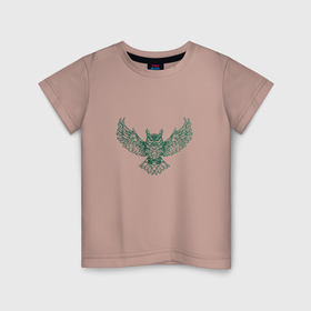 Детская футболка хлопок с принтом Векторная сова в Курске, 100% хлопок | круглый вырез горловины, полуприлегающий силуэт, длина до линии бедер | Тематика изображения на принте: 