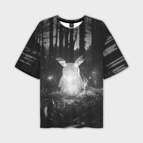 Мужская футболка oversize 3D с принтом Пикачу в темном лесу в Санкт-Петербурге,  |  | Тематика изображения на принте: 