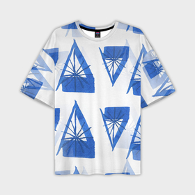 Мужская футболка oversize 3D с принтом Акварельные треугольники со снежинками в Екатеринбурге,  |  | Тематика изображения на принте: 