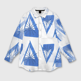 Мужская рубашка oversize 3D с принтом Акварельные треугольники со снежинками в Екатеринбурге,  |  | Тематика изображения на принте: 