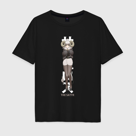 Мужская футболка хлопок Oversize с принтом Аниме девушка сатир в Курске, 100% хлопок | свободный крой, круглый ворот, “спинка” длиннее передней части | 