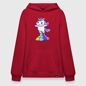 Худи SuperOversize хлопок с принтом Unicorn ass rainbow в Тюмени, 70% хлопок, 30% полиэстер, мягкий начес внутри | карман-кенгуру, эластичная резинка на манжетах и по нижней кромке, двухслойный капюшон
 | 