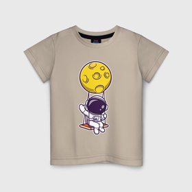 Детская футболка хлопок с принтом Космонавт на качелях в Курске, 100% хлопок | круглый вырез горловины, полуприлегающий силуэт, длина до линии бедер | 