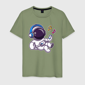 Мужская футболка хлопок с принтом Музыкальный космос , 100% хлопок | прямой крой, круглый вырез горловины, длина до линии бедер, слегка спущенное плечо. | 