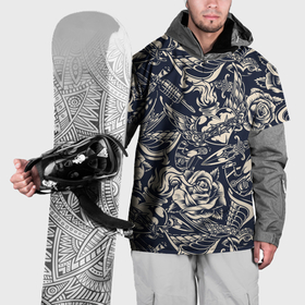 Накидка на куртку 3D с принтом Gray tattoo machine в Кировске, 100% полиэстер |  | 