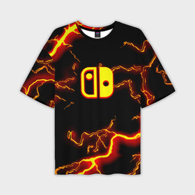 Мужская футболка oversize 3D с принтом Нинтендо шторм огненоое лого в Тюмени,  |  | 