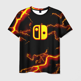 Мужская футболка 3D с принтом Нинтендо шторм огненоое лого , 100% полиэфир | прямой крой, круглый вырез горловины, длина до линии бедер | 