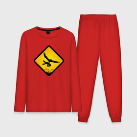 Мужская пижама с лонгсливом хлопок с принтом Знаки опасности  совы в Курске,  |  | 