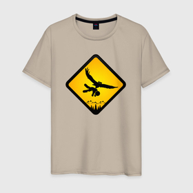 Мужская футболка хлопок с принтом Знаки опасности  совы , 100% хлопок | прямой крой, круглый вырез горловины, длина до линии бедер, слегка спущенное плечо. | 