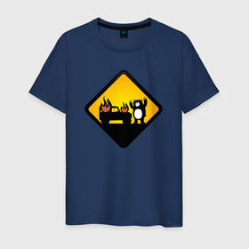 Мужская футболка хлопок с принтом Знаки опасности  медведь пожарный в Белгороде, 100% хлопок | прямой крой, круглый вырез горловины, длина до линии бедер, слегка спущенное плечо. | 
