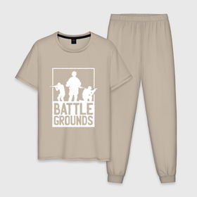 Мужская пижама хлопок с принтом Battlegrounds Army в Петрозаводске, 100% хлопок | брюки и футболка прямого кроя, без карманов, на брюках мягкая резинка на поясе и по низу штанин
 | 