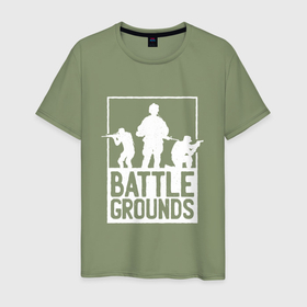 Мужская футболка хлопок с принтом Battlegrounds Army в Кировске, 100% хлопок | прямой крой, круглый вырез горловины, длина до линии бедер, слегка спущенное плечо. | 