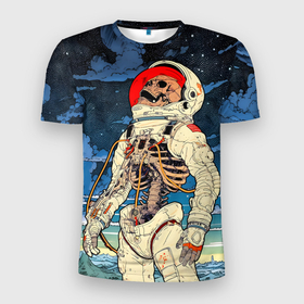 Мужская футболка 3D Slim с принтом Скелет   астронавт в Курске, 100% полиэстер с улучшенными характеристиками | приталенный силуэт, круглая горловина, широкие плечи, сужается к линии бедра | Тематика изображения на принте: 