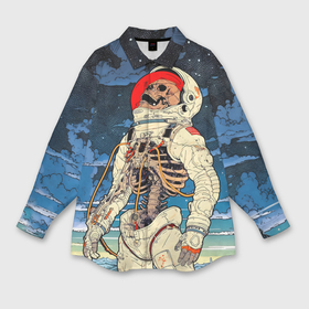 Мужская рубашка oversize 3D с принтом Скелет   астронавт в Курске,  |  | Тематика изображения на принте: 