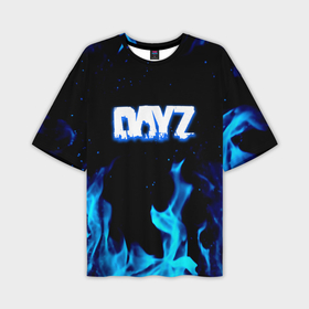 Мужская футболка oversize 3D с принтом Dayz синий огонь лого ,  |  | Тематика изображения на принте: 