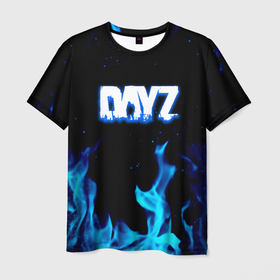 Мужская футболка 3D с принтом Dayz синий огонь лого , 100% полиэфир | прямой крой, круглый вырез горловины, длина до линии бедер | Тематика изображения на принте: 