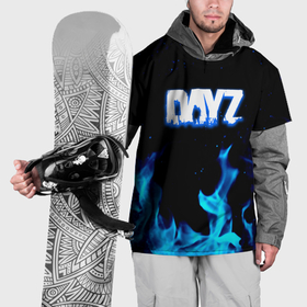 Накидка на куртку 3D с принтом Dayz синий огонь лого , 100% полиэстер |  | Тематика изображения на принте: 