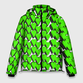 Мужская зимняя куртка 3D с принтом Зелёные сердечки на белом фоне в Екатеринбурге, верх — 100% полиэстер; подкладка — 100% полиэстер; утеплитель — 100% полиэстер | длина ниже бедра, свободный силуэт Оверсайз. Есть воротник-стойка, отстегивающийся капюшон и ветрозащитная планка. 

Боковые карманы с листочкой на кнопках и внутренний карман на молнии. | 