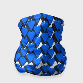 Бандана-труба 3D с принтом Синие сердечки на белом фоне , 100% полиэстер, ткань с особыми свойствами — Activecool | плотность 150‒180 г/м2; хорошо тянется, но сохраняет форму | 