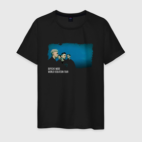 Мужская футболка хлопок с принтом Depeche Mode   World violation tour 90 в Санкт-Петербурге, 100% хлопок | прямой крой, круглый вырез горловины, длина до линии бедер, слегка спущенное плечо. | Тематика изображения на принте: 