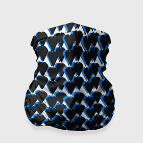 Бандана-труба 3D с принтом Чёрно синие сердечки на белом фоне в Новосибирске, 100% полиэстер, ткань с особыми свойствами — Activecool | плотность 150‒180 г/м2; хорошо тянется, но сохраняет форму | Тематика изображения на принте: 