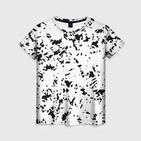 Женская футболка 3D с принтом Белый с чёрными пятнышками в Новосибирске, 100% полиэфир ( синтетическое хлопкоподобное полотно) | прямой крой, круглый вырез горловины, длина до линии бедер | 