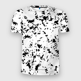 Мужская футболка 3D Slim с принтом Белый с чёрными пятнышками в Новосибирске, 100% полиэстер с улучшенными характеристиками | приталенный силуэт, круглая горловина, широкие плечи, сужается к линии бедра | 