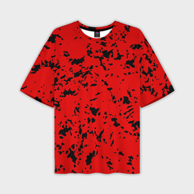 Мужская футболка oversize 3D с принтом Красный с чёрными пятнанами в Петрозаводске,  |  | 