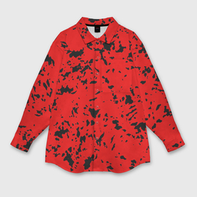 Мужская рубашка oversize 3D с принтом Красный с чёрными пятнанами в Петрозаводске,  |  | 