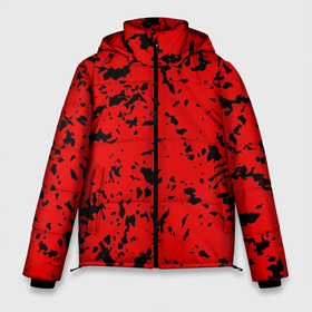 Мужская зимняя куртка 3D с принтом Красный с чёрными пятнанами в Тюмени, верх — 100% полиэстер; подкладка — 100% полиэстер; утеплитель — 100% полиэстер | длина ниже бедра, свободный силуэт Оверсайз. Есть воротник-стойка, отстегивающийся капюшон и ветрозащитная планка. 

Боковые карманы с листочкой на кнопках и внутренний карман на молнии. | 