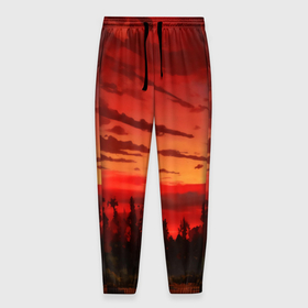 Мужские брюки 3D с принтом Аниме пейзаж красный лес , 100% полиэстер | манжеты по низу, эластичный пояс регулируется шнурком, по бокам два кармана без застежек, внутренняя часть кармана из мелкой сетки | 