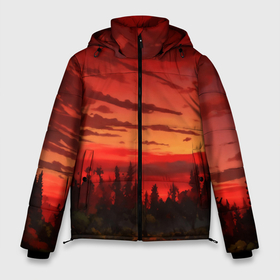 Мужская зимняя куртка 3D с принтом Аниме пейзаж красный лес в Тюмени, верх — 100% полиэстер; подкладка — 100% полиэстер; утеплитель — 100% полиэстер | длина ниже бедра, свободный силуэт Оверсайз. Есть воротник-стойка, отстегивающийся капюшон и ветрозащитная планка. 

Боковые карманы с листочкой на кнопках и внутренний карман на молнии. | Тематика изображения на принте: 