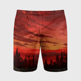 Мужские шорты спортивные с принтом Аниме пейзаж красный лес ,  |  | 