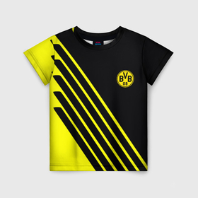 Детская футболка 3D с принтом Borussia sport line uniform в Курске, 100% гипоаллергенный полиэфир | прямой крой, круглый вырез горловины, длина до линии бедер, чуть спущенное плечо, ткань немного тянется | 