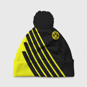 Шапка 3D c помпоном с принтом Borussia sport line uniform , 100% полиэстер | универсальный размер, печать по всей поверхности изделия | 