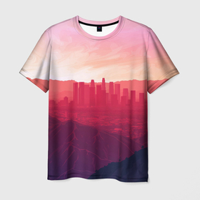 Мужская футболка 3D с принтом Город в горной месности в Кировске, 100% полиэфир | прямой крой, круглый вырез горловины, длина до линии бедер | 