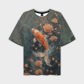 Мужская футболка oversize 3D с принтом Большой карп кои в Курске,  |  | Тематика изображения на принте: 
