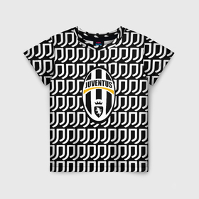Детская футболка 3D с принтом Juventus pattern fc в Санкт-Петербурге, 100% гипоаллергенный полиэфир | прямой крой, круглый вырез горловины, длина до линии бедер, чуть спущенное плечо, ткань немного тянется | 