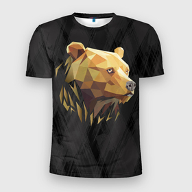 Мужская футболка 3D Slim с принтом Русский бурый медведь 2024 в Новосибирске, 100% полиэстер с улучшенными характеристиками | приталенный силуэт, круглая горловина, широкие плечи, сужается к линии бедра | Тематика изображения на принте: 
