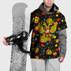 Накидка на куртку 3D с принтом Герб РФ хохлома в Тюмени, 100% полиэстер |  | Тематика изображения на принте: 