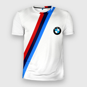 Мужская футболка 3D Slim с принтом BMW brend geometry sport в Новосибирске, 100% полиэстер с улучшенными характеристиками | приталенный силуэт, круглая горловина, широкие плечи, сужается к линии бедра | Тематика изображения на принте: 